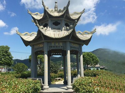 清波亭青石石雕涼亭